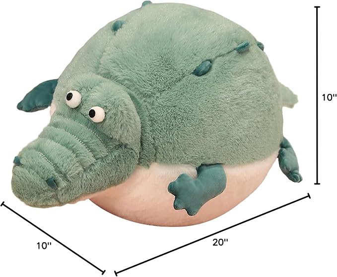 Alligator Stuffed Animal 17.7'' Funny Plush Toy, Chubby Crocodile Plush Body Pillow, Unique Fat Crocodile Stuffed Animal for Girls, Kids, Boys Birthday
