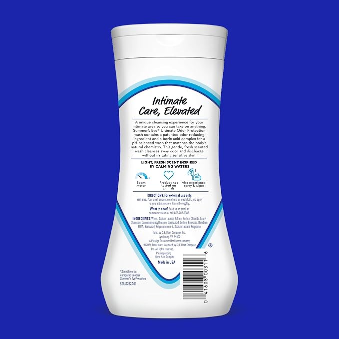 Summer's Eve Ultimate Odor Protection Daily Feminine Wash,pH-Balanced Formula Body Wash for Women with Boric Acid Helps Control Vaginal Odor,15 Fl Oz,(Pack of 3)