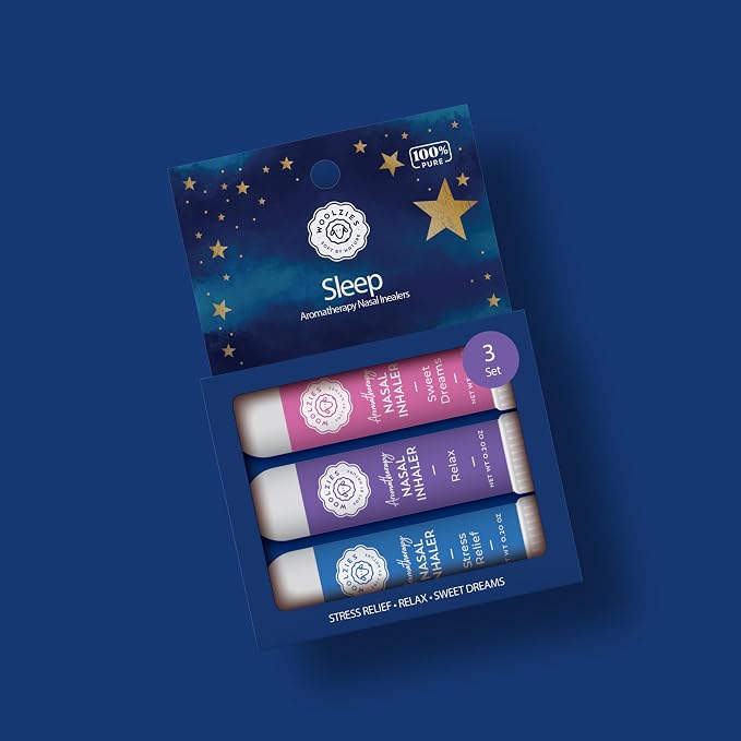 Aromatherapy Nasal Inhaler Sticks Collection - All-Natural Wellness Kit | Made with Undiluted Essential Oil Blends for Overall Well-Being (3 Pack, Sleep)