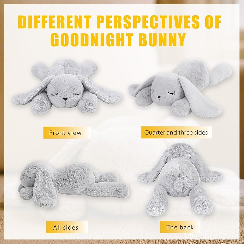 Custom Lying Bunny Plush Embroidered Name Bunny Stuffed Animal, Personalised Rabbit Sleeping Buddy for Baby Birthday Easter Gift for Girls Toddlers Newborn(55CM)
