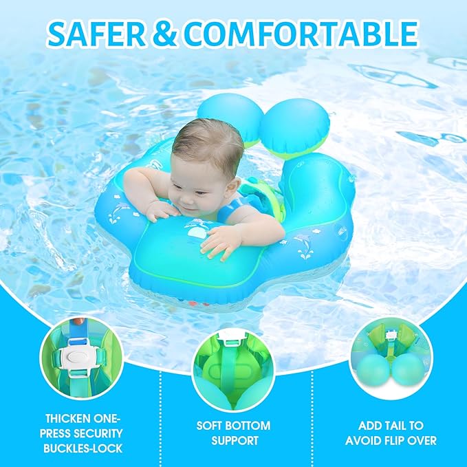 LAYCOL Baby Swimming Float with UPF50+ Sun Canopy Baby Floats for Pool No Flip Overbaby Pool for Baby Age of 3-36 Months
