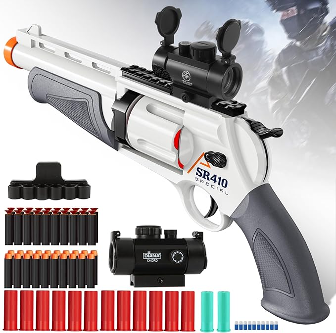 Soft Bullet Shotgun Toy Gun - Foam Blaster Dart Sniper Rifle with Scope Boys Halloween Xmas Birthday Kids Age 8-12 Year Old Fake Pistol Young Revolver Cap Guns Outdoor Children Play CS