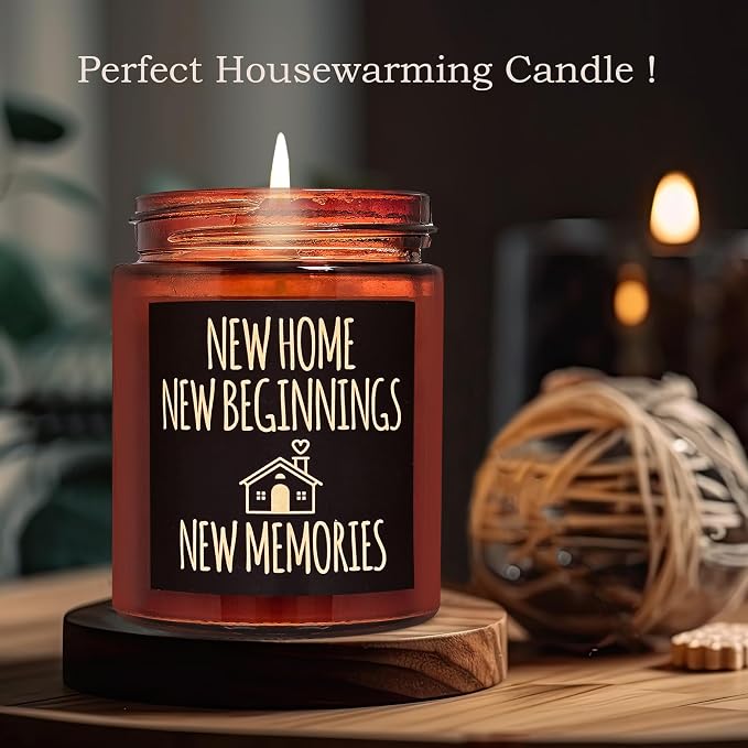 New Beginnings Housewarming New Home Candle - Friendship Gifts for Women - Graduation Farewell Going Away Work Break Up Divorce Gift for Her Bestie Coworker Friend - Relaxing Anxiety Relief