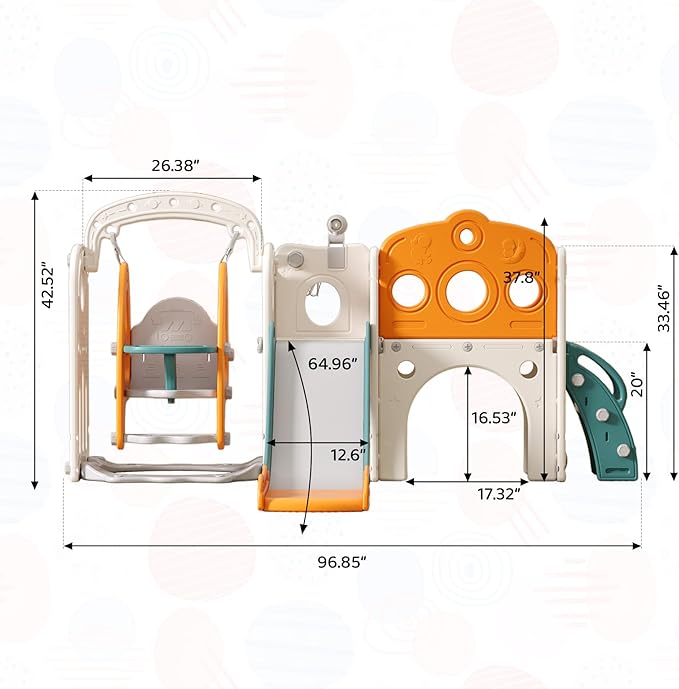 Toddler Slide and Swing Set for 1-3, 9 in 1 Kids Indoor Outdoor Playset, Baby Playground with Basketball Hoop, Telescope