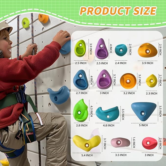 45 PCS Rock Climbing Holds for Kids,Rock Climbing Wall Grips Climbing Rocks Wall Kit for Indoor and Outdoor Playground Play Set with Hardware(Pastel Color)