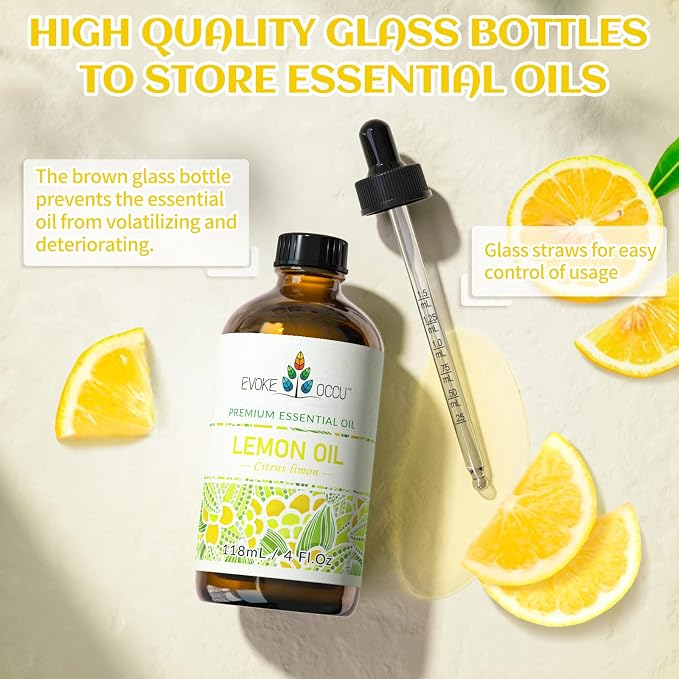 EVOKE OCCU Lemon Essential Oil for Cleansing Skin Home Diffuser Massage - 4 FL Oz