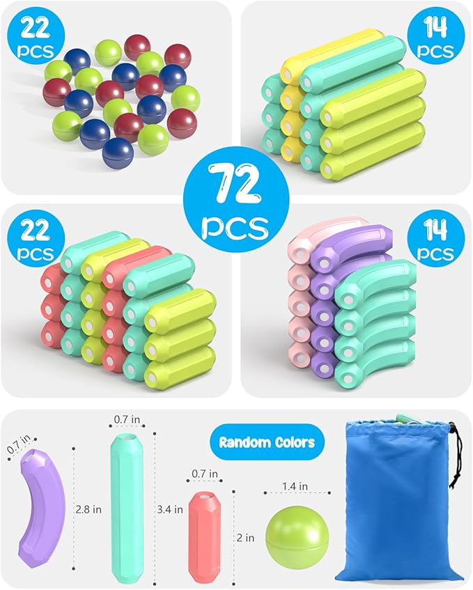 Magnet Toys Magnetic Building Blocks, STEM Starter Toys for Kids Age 3-5 Preschool, Montessori Learning Magnetic Sticks and Balls, Gift for Christmas Birthday (72PCS)