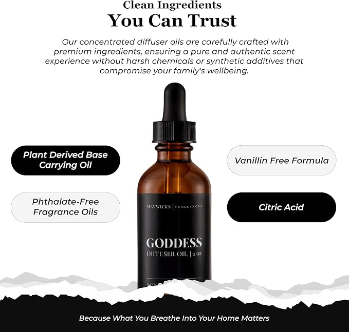 Mavwicks Diffuser Oil (Goddess) – 2oz Premium Essential Oil Blend for Aromatherapy Diffusers, Long-Lasting Luxury Home Fragrance for Living Room, Bedroom, Office, Bathroom & Hotel