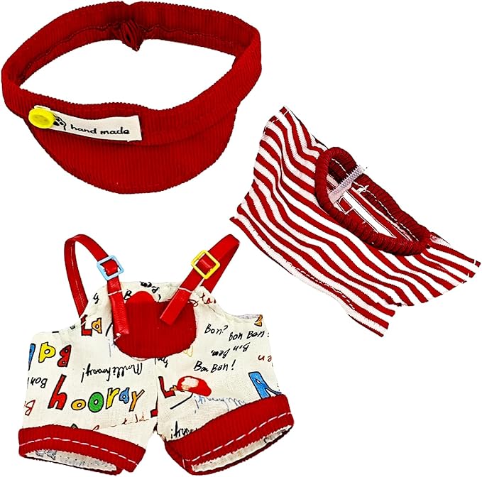 Clothes for 15/17cm Doll (No Doll), Fashion Outfit Set - Hat + Top + Overalls, Cute Dress Up Accessories (Baseball Boy)