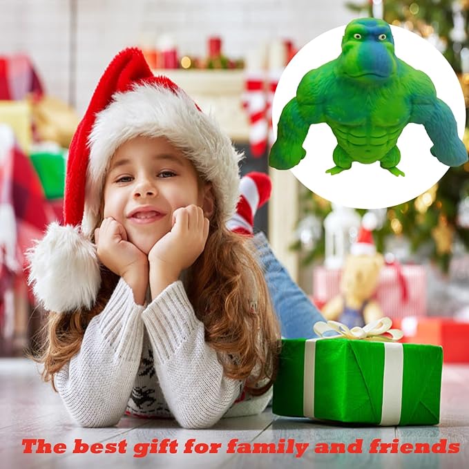 Funny Green&Blue Monkey Toy Figure for Kids and Adults,Stress Relief Gorilla Toy,Stretch Rubber Monkey Toy for Autism,Anxiety Relief,Gifts for Birthday,Christmas