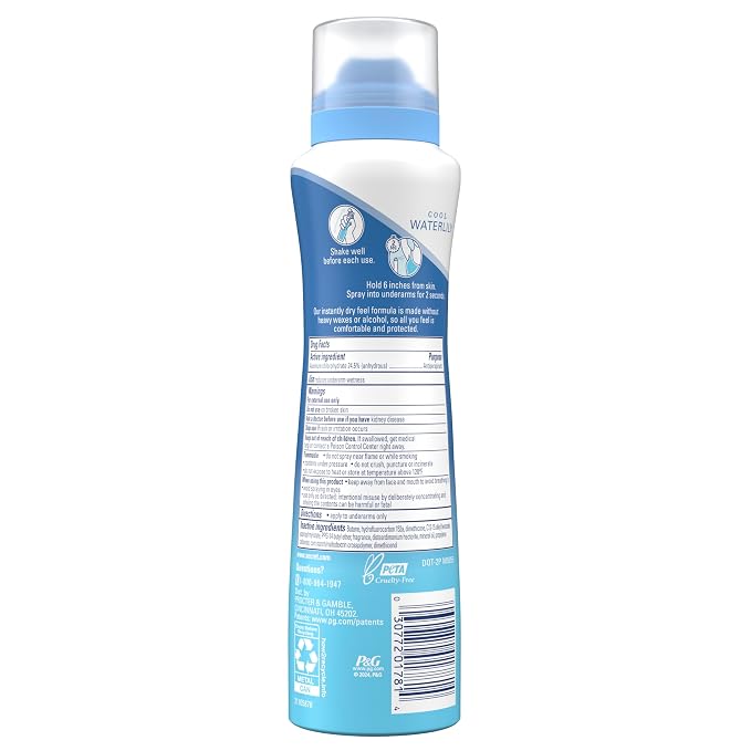 Secret Dry Spray Antiperspirant Deodorant for Women, 48hr Weightless Sweat & Odor Protection, Gentle on Skin, Waterlily & Argan Oil Scent, 4.1 oz (Pack of 3)