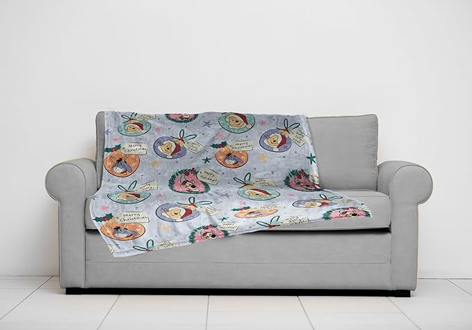 Jay Franco Kids Christmas Plush Throw Blanket – 50x70 Inches Soft & Cozy Fleece Throw for Holiday Bedroom & Couch Décor, Official Licensed Product, Blue - Winnie The Pooh