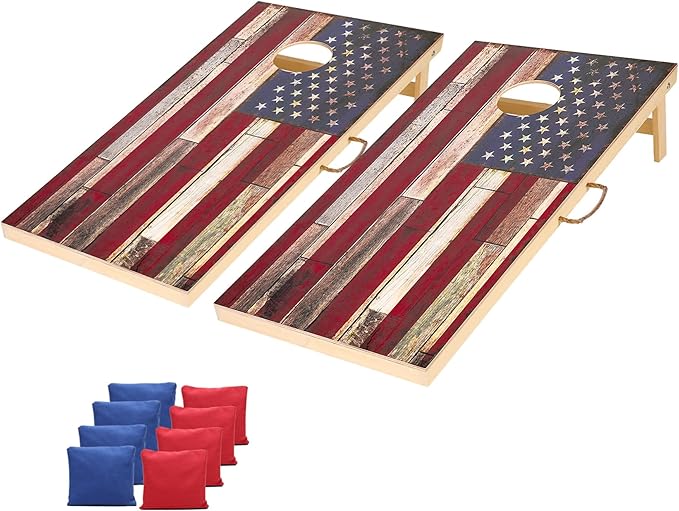 Sportdo 4x2 ft Solid Wood Cornhole Set with 8 Bean Bags, Regulation Size Cornhole Board Set for Adults, Cornhole Game Set for Tailgate Backyard Toss Games Indoor&Outdoor Activities