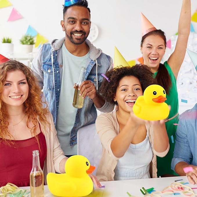 Lenwen 2 Pcs 7 Inch Giant Rubber Duck No Hole Waterproof Big Rubber Duck Large Duckling Bath Floating Toy with Sealed Plug for Birthday Baby Shower Party Decoration Gift Swimming Pool