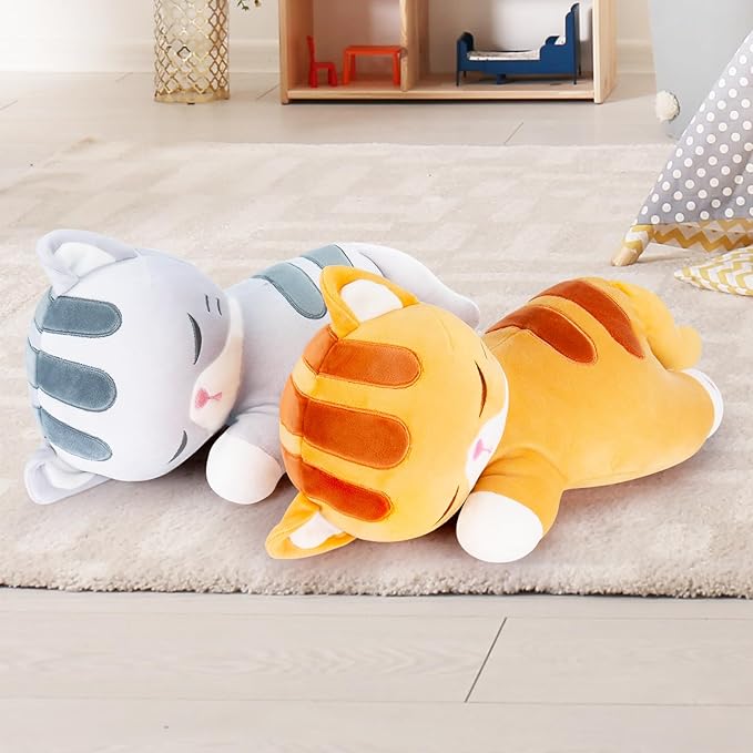 Achwishap Cat Stuffed Animal,Cat Plush Pillow,Soft Kitten Plush Kawaii Cat Hugging Pillow,Cute Plush Toys Cuddle Plushie for Kids Adults Gifts Birthday(Gray Cat,14”)