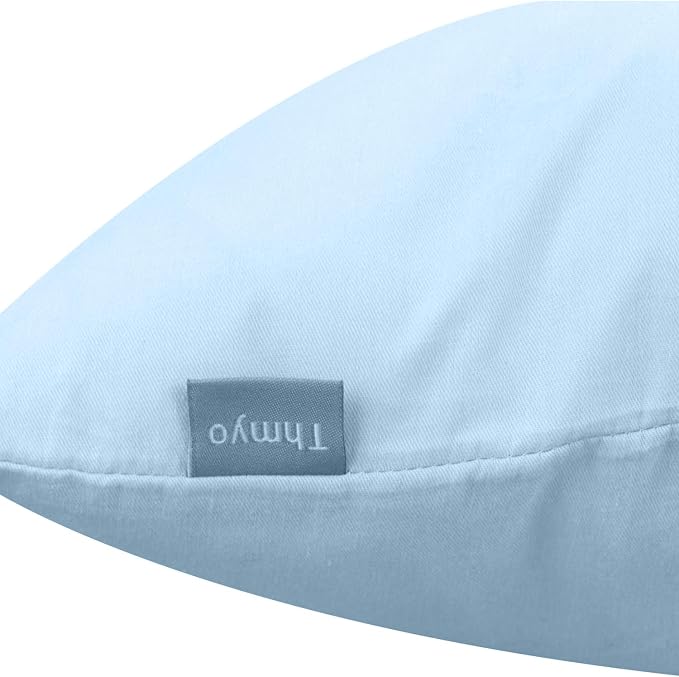 4-Pack 100% Cotton Lumbar Comfortable Solid Decorative Throw Pillow Case,Thmyo Rectangle Cushion Cover Pillowcase Sublimation Blank Pillow Covers DIY Throw Pillowcase(12x20inch/30x50cm, Light Blue)
