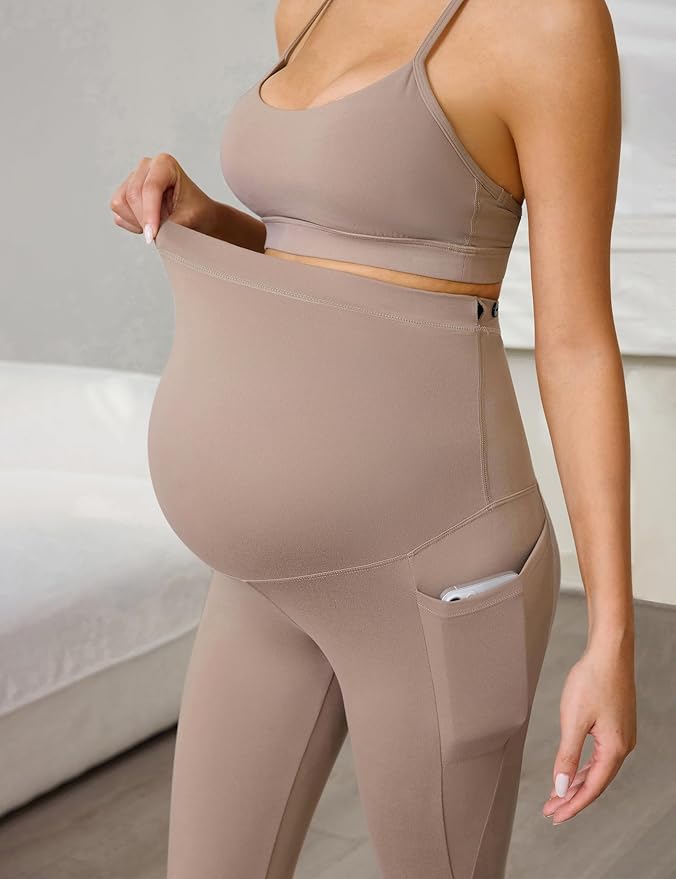 Buttergene 1 Pack Women's Maternity Leggings with Pockets Over The Belly Pregnancy Active Wear Workout Yoga Tights Pants