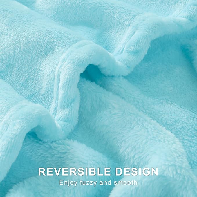Hansleep Throw XL Robin Egg Blue Fleece Blanket, Soft Flannel Bed Blanket | Fuzzy Cozy Blanket 50x70 Inches, Multi-use for Bed, Sofa, Couch, Travel, Camping, All Season Warm Lightweight Cover
