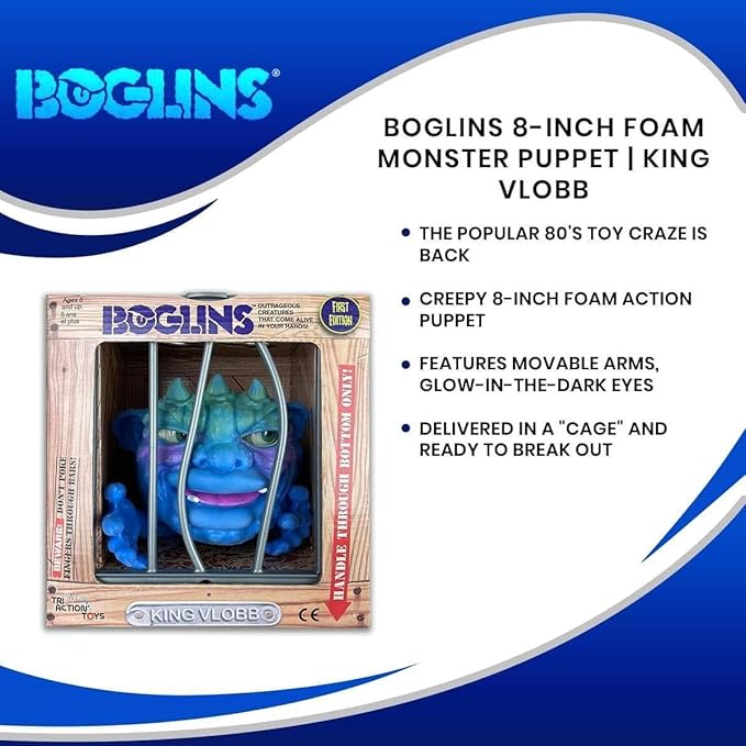 Boglins King Vlobb 8” Collectible Figure with Super Stretchy Skin & Movable Eyes and Mouth, Popular Retro Toy from The 80's for Kids and Collectors