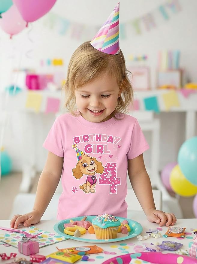 Skye Paw Patrol 4th Birthday Girl Shirt for 4 Year Old Girls - Pup-Themed Party Toddler T-Shirt