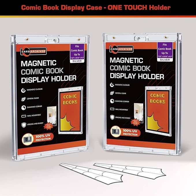 Crystal Clear One Touch-values 2ct Magnet-cases Silver Display-System, UV-protected Premium MINT-comic Slab Protectors for Wall-mounting, Paper 11x14
