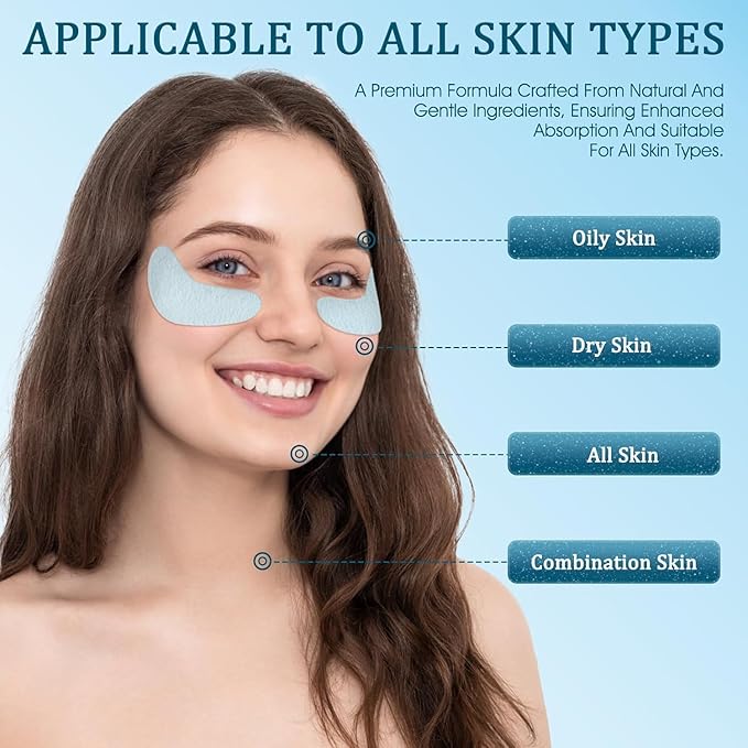 Under Eye Patches Masks - 24K Gold Eye Patch for Dark Circles and Puffy Eyes, Wrinkles, Fine Lines, Eye Bags Treatment with Collagen and Hyaluronic Acid, Moisturizing and Firming (60 Pcs White