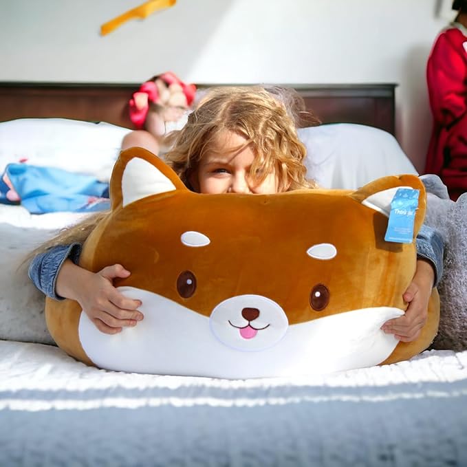 29-Inch Jumbo Shiba Inu Plush โ Giant Stuffed Dog Toy, Squishy & Soft Cuddle Buddy for Kids & Adults โ Kawaii Dog Pillow, for Girls, Boys, Pet Lovers, Home Decor