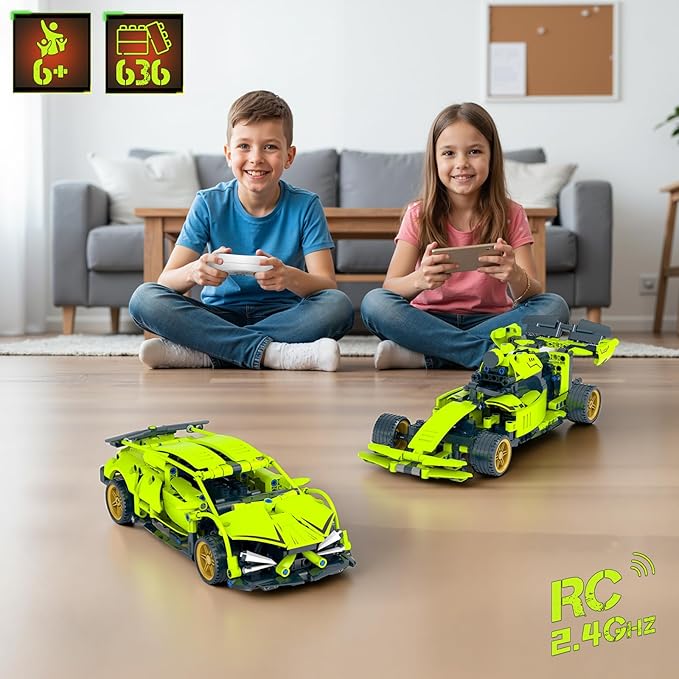STEM Building Kits for Kids 6-14, 5in1 App & Remote Control STEM F1/Tank/Car/Robot Building Toys, Formula 1 Model Car Kits, 636 Pcs Educational Building Sets for Kid, Erector Sets Gifts for Boys Girls