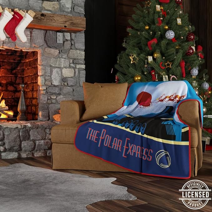 The Polar Express Holiday Bedding Super Soft Micro Raschel Throw, 46 in x 60 in, (Official Licensed Product) by Franco Collectibles