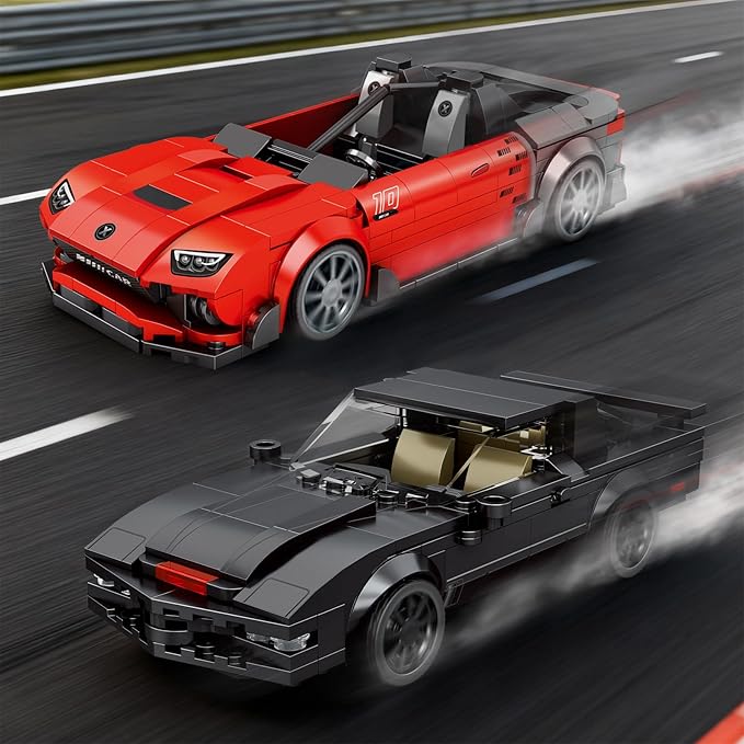 HIGH GODO Sports Car Building Set, MOC Racing Car Decor Model Kit, Cool Cars Toys Gifts for Adults Teens Age 14+ (355 Pieces)