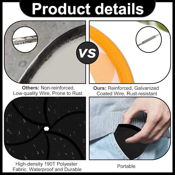100PCS Foldable Flying Disc Fans with Bags, 9.8'' DIY Handheld Black Egde Fabric Folding Fan for Outdoor Game Activities Birthday Party Favors Gifts, Black