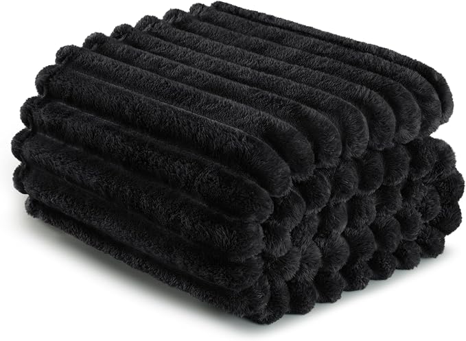 Exclusivo Mezcla Striped Queen Size Fleece Blanket for Bed, Couch, 90"x90" | Soft Breathable Cozy Bed Blankets, Lightweight Plush Fluffy Fuzzy Jacquard Decorative Blankets