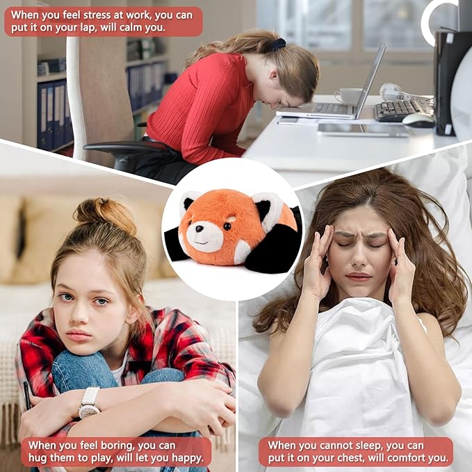 Niuniu Daddy Red Panda Weighted Stuffed Animals for Anxiety, 3.3lb Weighted Plush Red Panda Toys for Adult Kid Girl, Giant Stuffed Plush Pillow as Gift for Valentine Include Bag Sticker Card