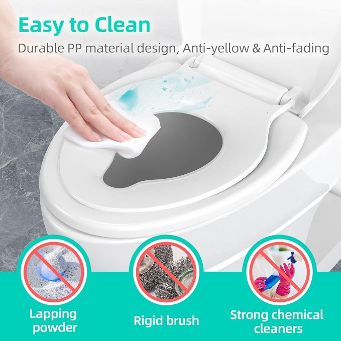 Elongated Toilet Seat with Built-in Potty Training Seat for Toddlers& Adults, Slow Close, Never Loosen, Heavy Duty, Ergonomic, Space Saving Toddler Toilet Seat(Elongated 18.5", Oval)