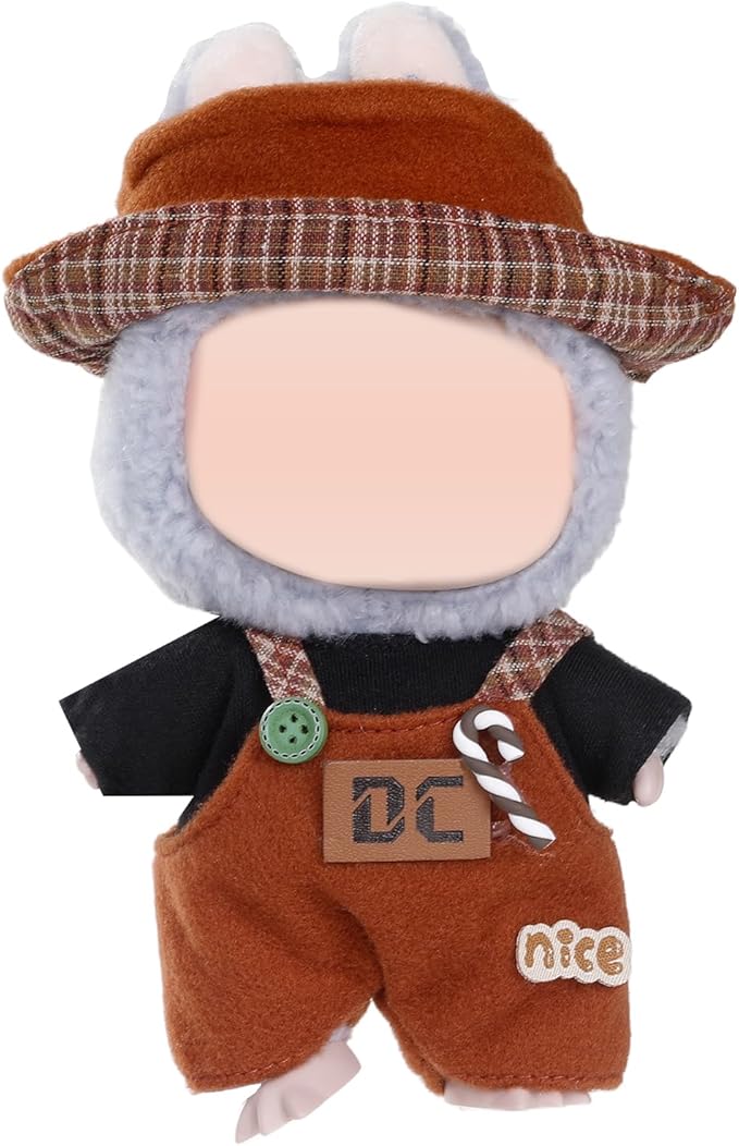 Clothes for 17cm Dolls Accessories, Includes Hat, Overalls,Stylish Adorable Doll Clothing Accessories ( No Doll (Red)