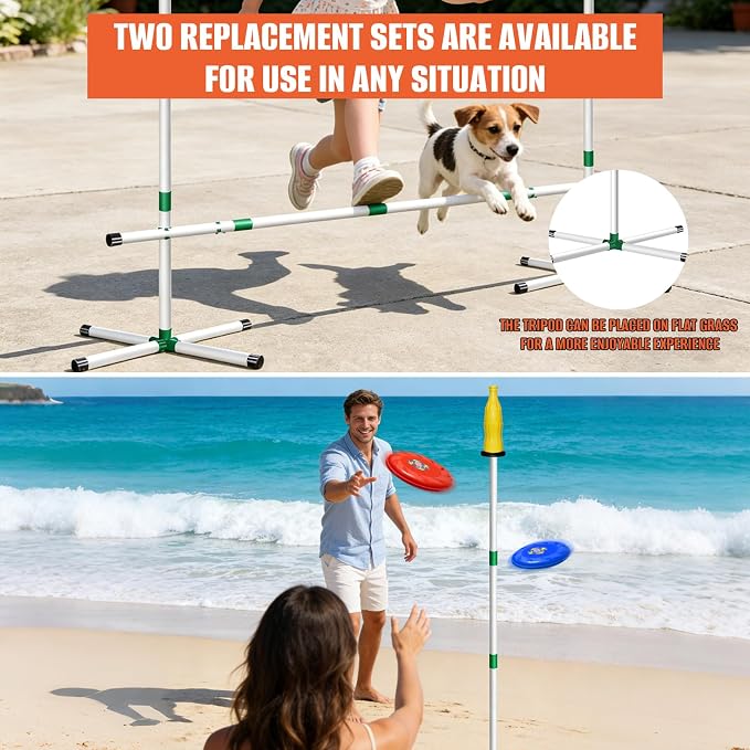 Kovshuiwe Flying Disc Game Set, Bottle Smash Disc Toss Game- Indoor & Outdoor Team Game, Disc Toss Outdoor Games Height Adjustable Bottle Drop Set-Play at The Beach, Lawn, Backyard, Park, Tailgating