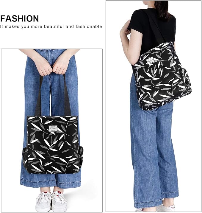KAMO Floral Tote Bag - Waterproof Lightweight Handbags Travel Shoulder Bag for Hiking Yoga Gym Swimming Travel Beach