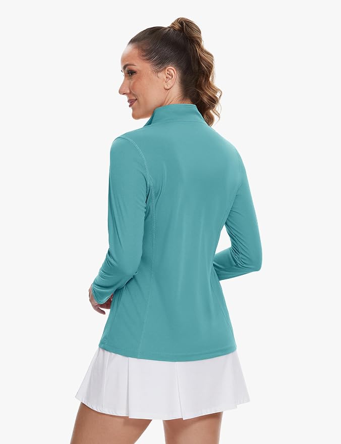 TACVASEN Women's Quarter Zip Pullover Golf Shirts UPF 50+ Long Sleeve Sun Shirts UV Protection Workout Tops