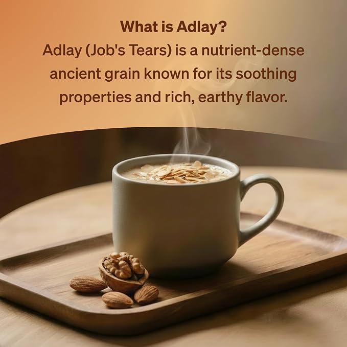 Damtuh Walnut Almond Adlay Tea Drink Mix – Korean Yulmu Cha (Job’s Tears) Roasted Grain & Nut Latte-Style Powder with Crunchy Nut Bits, Caffeine-Free, 18g x 15 Sticks