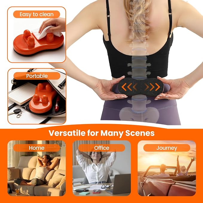 Manual Back Massager, Trigger Point Tool for Back Stretching | 4 Bumps Penetrate Deep Tissue,Prevent Muscle Stiffness,Improve Posture,Full Body Massage,lightweight 3.9 oz,portable
