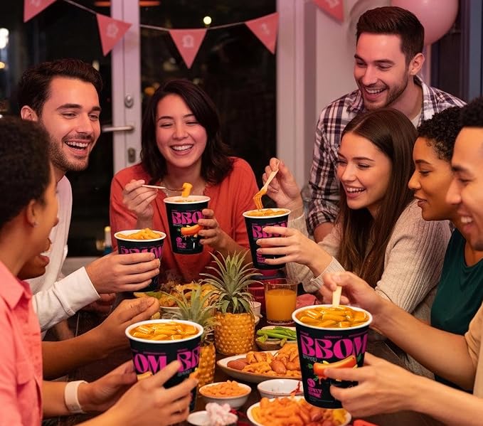 BBOM Cup Tteokbokki, Korean Rice Cake, Ready-to-Eat Microwave Meal, Chewy & Soft Texture, Easy K-Food Snack – Spicy/SpicyRose/Extreme Hot_1 Cup (Spicy Rose)