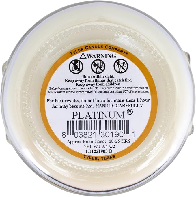 Tyler Creamy White 3.4 Ounce Glass Aromatherapy Scented Jar Candle Pack of 4, Platinum