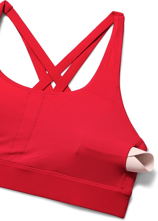 CRZ YOGA Butterlift Wide Criss Cross Straps Supportive Sports Bras for Women - Medium Impact Strappy Gym Padded Workout Top