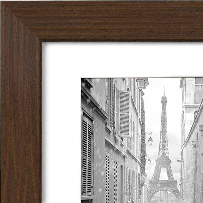 Americanflat 9x12 Picture Frame with Shatter-Resistant Glass - Use as 6x8 Frame with Mat or Display 9x12 Photo Without Mat - Signature Collection - Picture Frames for Tabletop and Wall - Walnut | Shatter-resistant glass, wall or tabletop display with i...