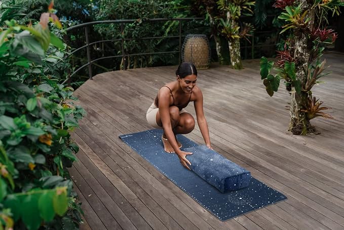 YOGA DESIGN LAB | The Yoga Bolster | Comfortable, Supportive Eco-Friendly Luxury Yoga Cushion | Recycled Plastic Bottle Microfiber | Natural Cotton, Foam Filling (Celestial)