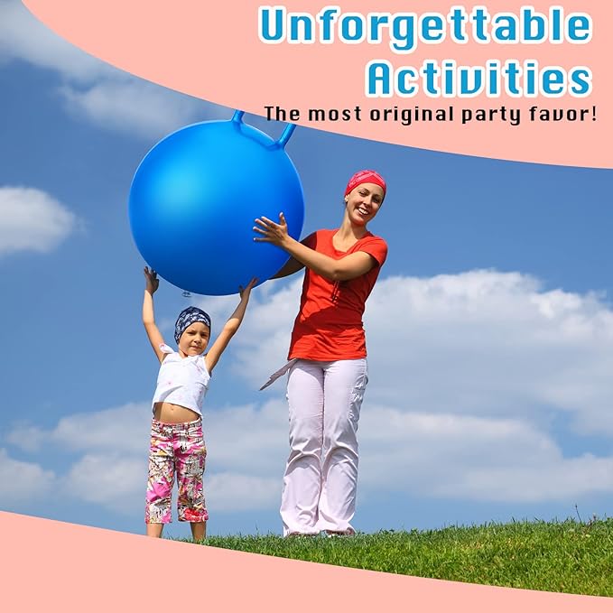 Lewtemi 3 Pcs 29 Inch Bouncing Ball with Handle, Outdoors Hopper Jumping Hopping Ball and Air Pump for Sports Exercise (Red, Blue, Green)
