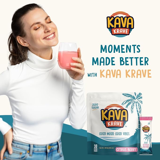 Kava Drink Mix – 30 Pack Kava Kava Extract Powder Packets – Alcohol Replacement Drink with a Buzz – Natural Energy Booster, Mood Support & Stress Relief – Non-Alcoholic Social Beverage