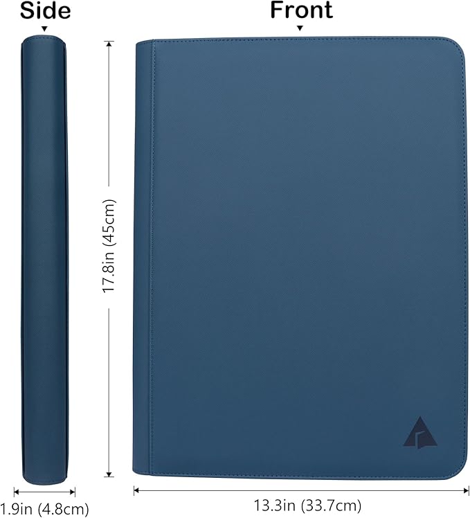 Premium 16-Pocket 1000 Card Binder, Ringless Trading Card Album Folder - Side Loading Black Page Pocket Binder for TCG -Midnight Blue