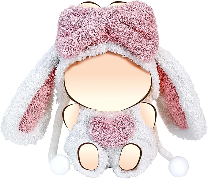 Clothes for 17cm Dolls, Cute Dinosaur Shark Bunny Outfit, Soft Accessories Set, Zip-Up Style (No Doll) Rabbit