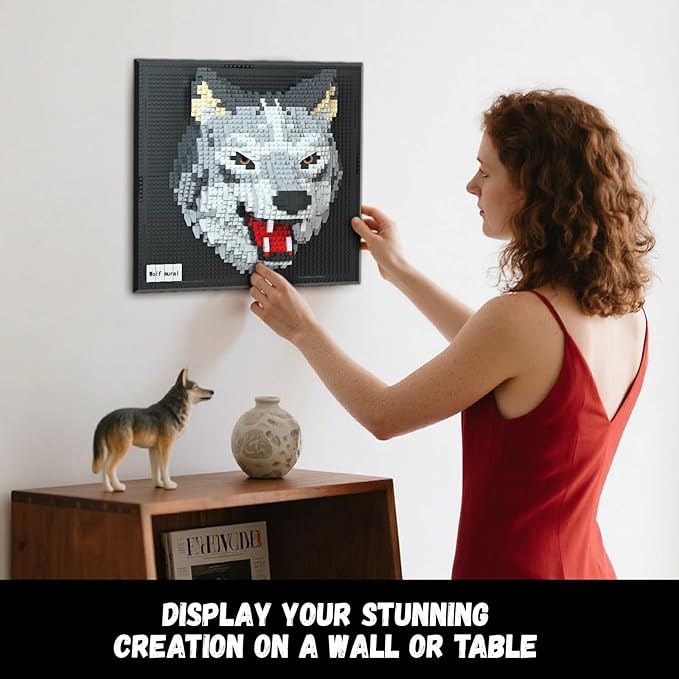 Wolf Animal 3D Wall Art Micro Mini Building Blocks Set for Adults, Unique Home Wall Decor or Table Display, No Compatible with Lego, Ideal Birthday Toy for Kids Teens (2214 PCS)